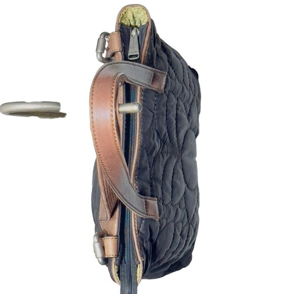 FOSSIL Women's Key-Per Quilted Black Tote Bag Leather Trim & Polka Dot Lining - Picture 8 of 14